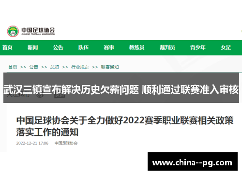 武汉三镇宣布解决历史欠薪问题 顺利通过联赛准入审核